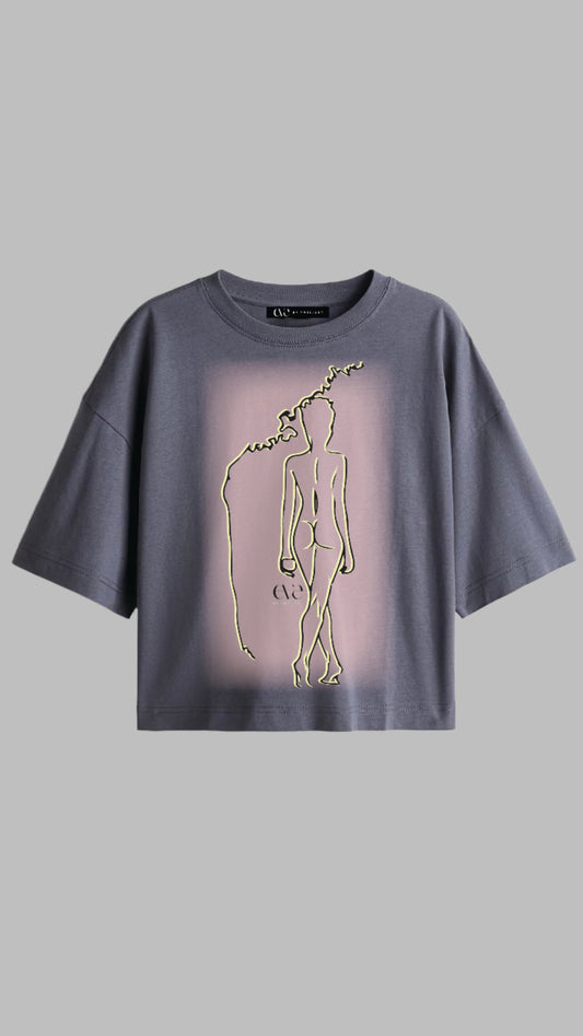 Signature Cropped Tee (Steel Blue)
