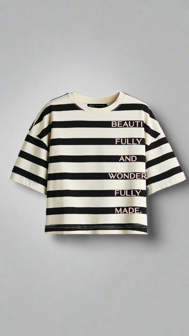 Signature Cropped Tee (Black & Ivory)