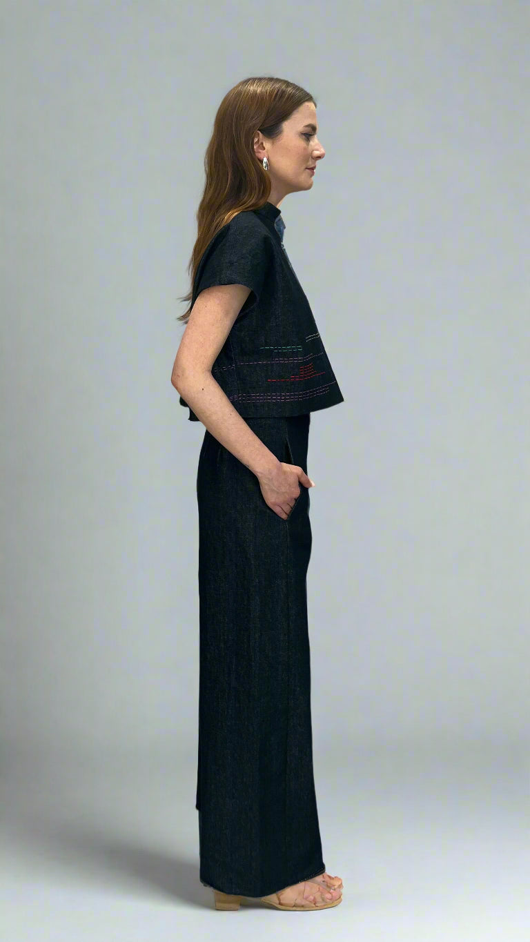 Denim Wide Leg Trousers