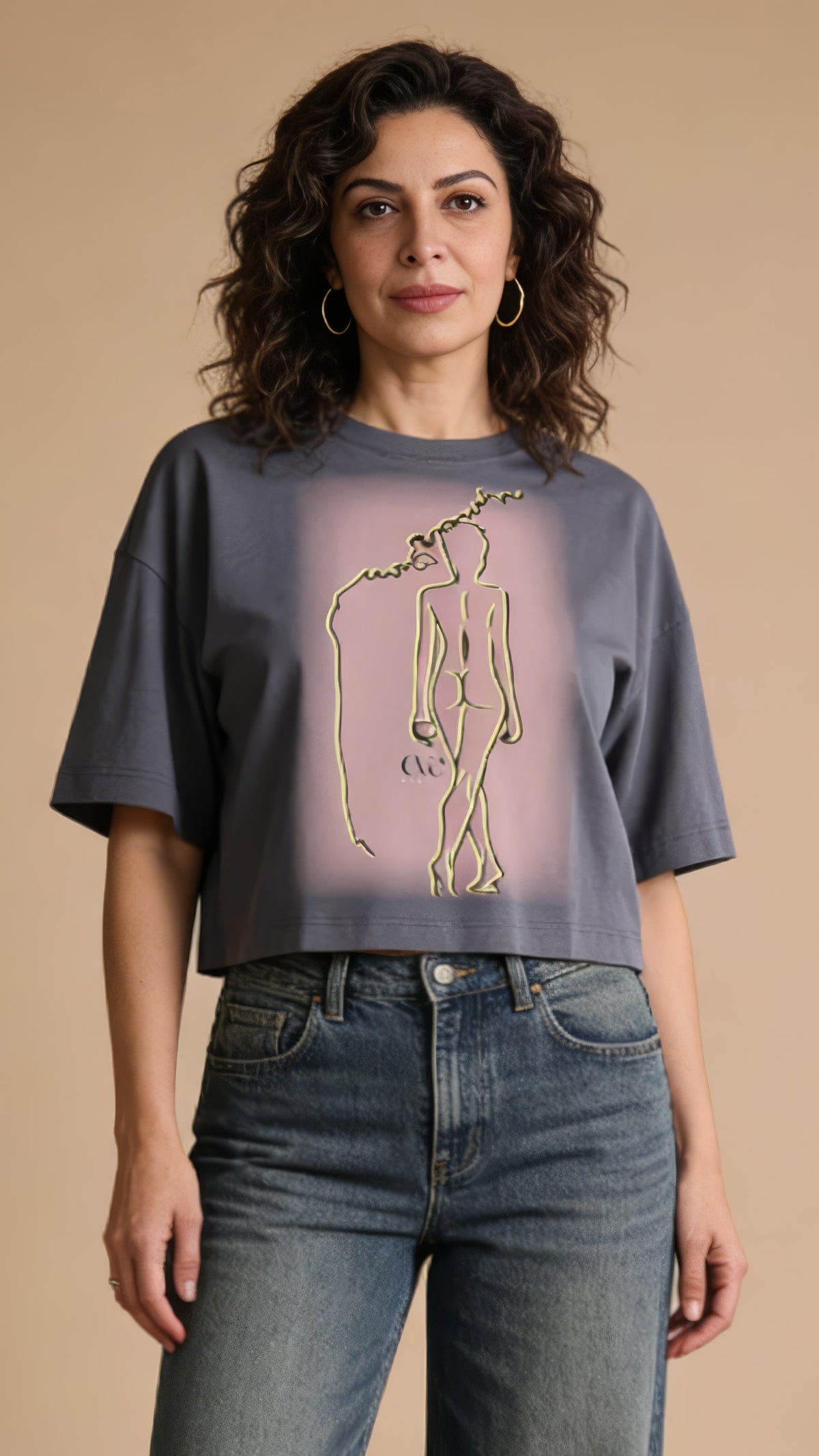 Signature Cropped Tee (Steel Blue)