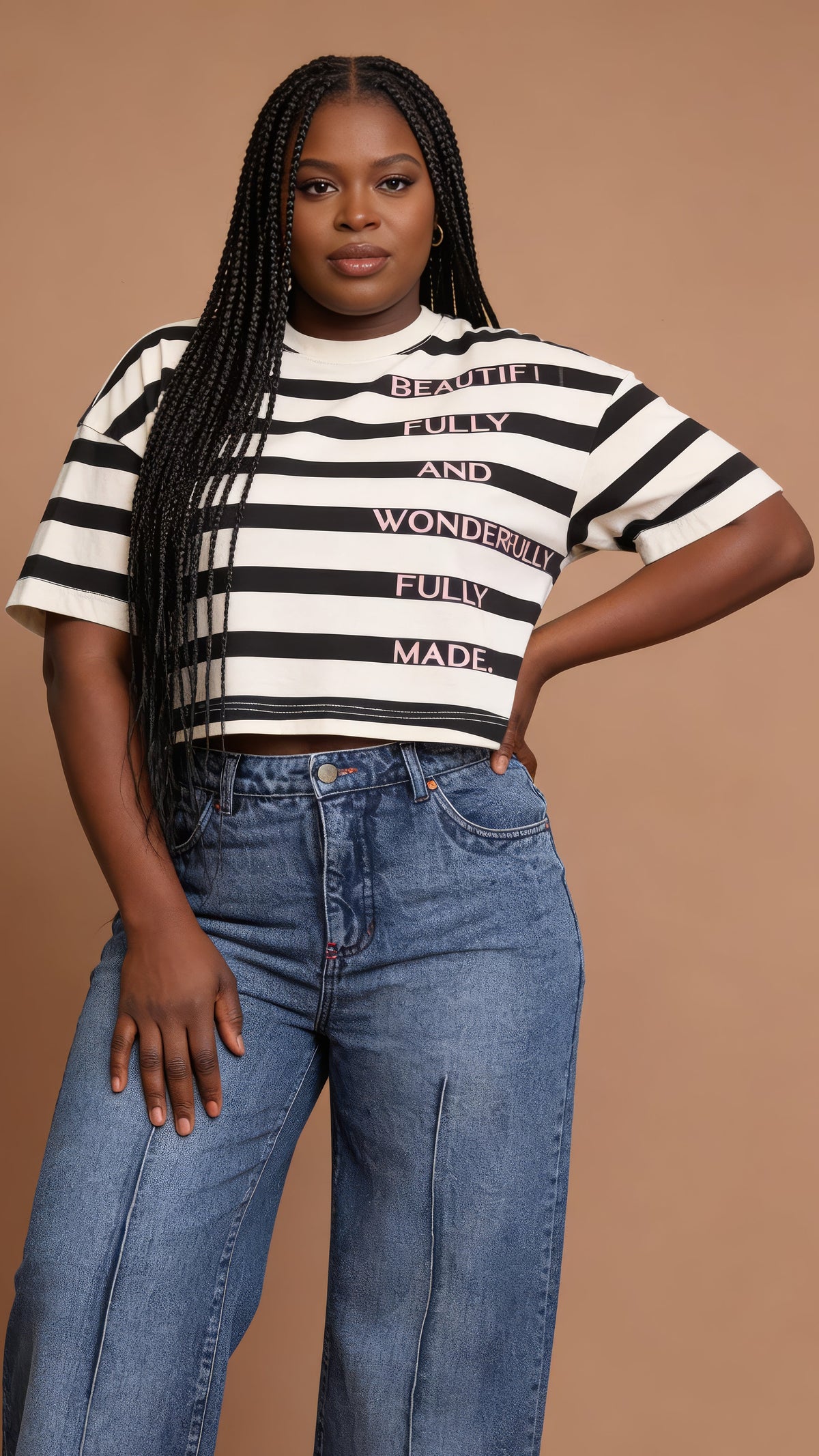 Signature Cropped Tee (Black & Ivory)
