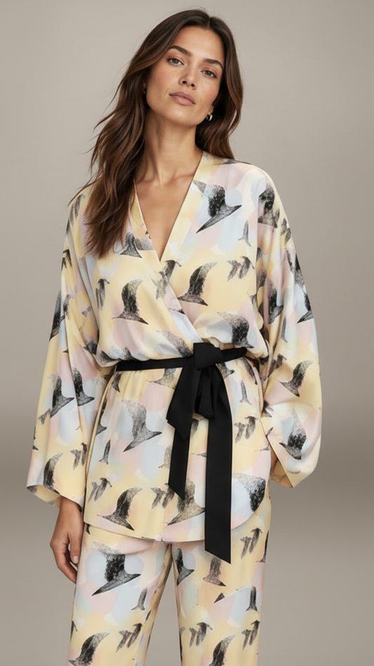 Serena Bed Jacket - Ana’s Hummingbird Print