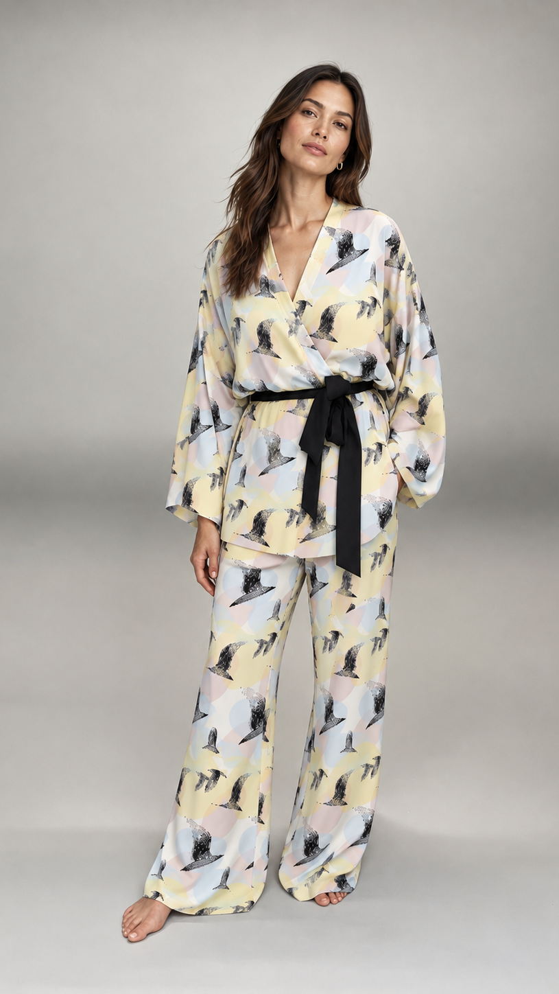 Serenity  Comfort Fit Trouser - Ana’s Hummingbird Print