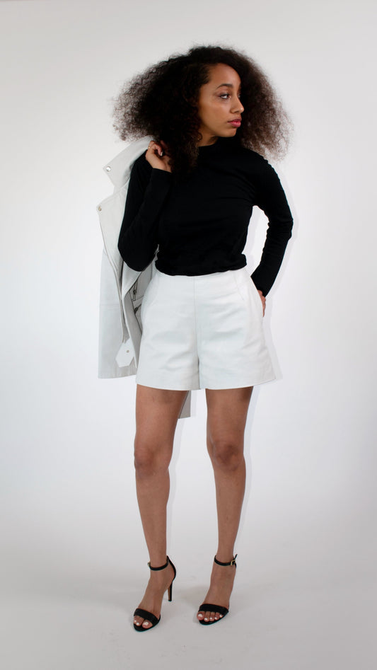 9. LEATHER CITY SHORTS - TINTED WHITE