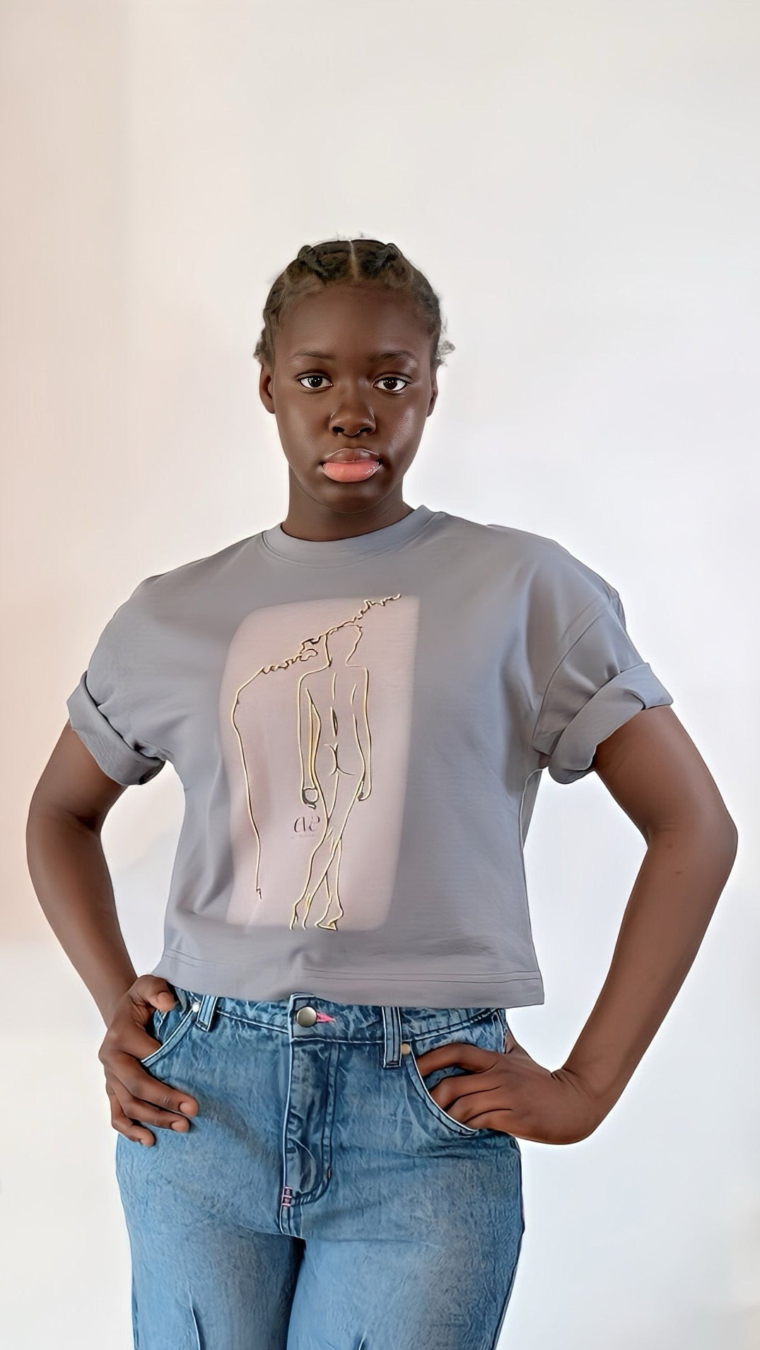 Signature Cropped Tee (Steel Blue)