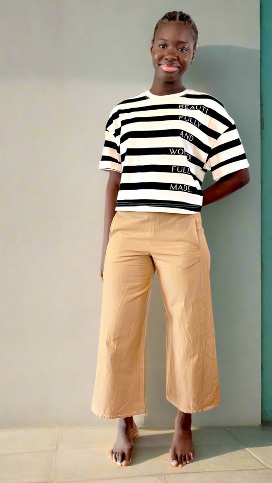 Cropped Tee (Black & Ivory)