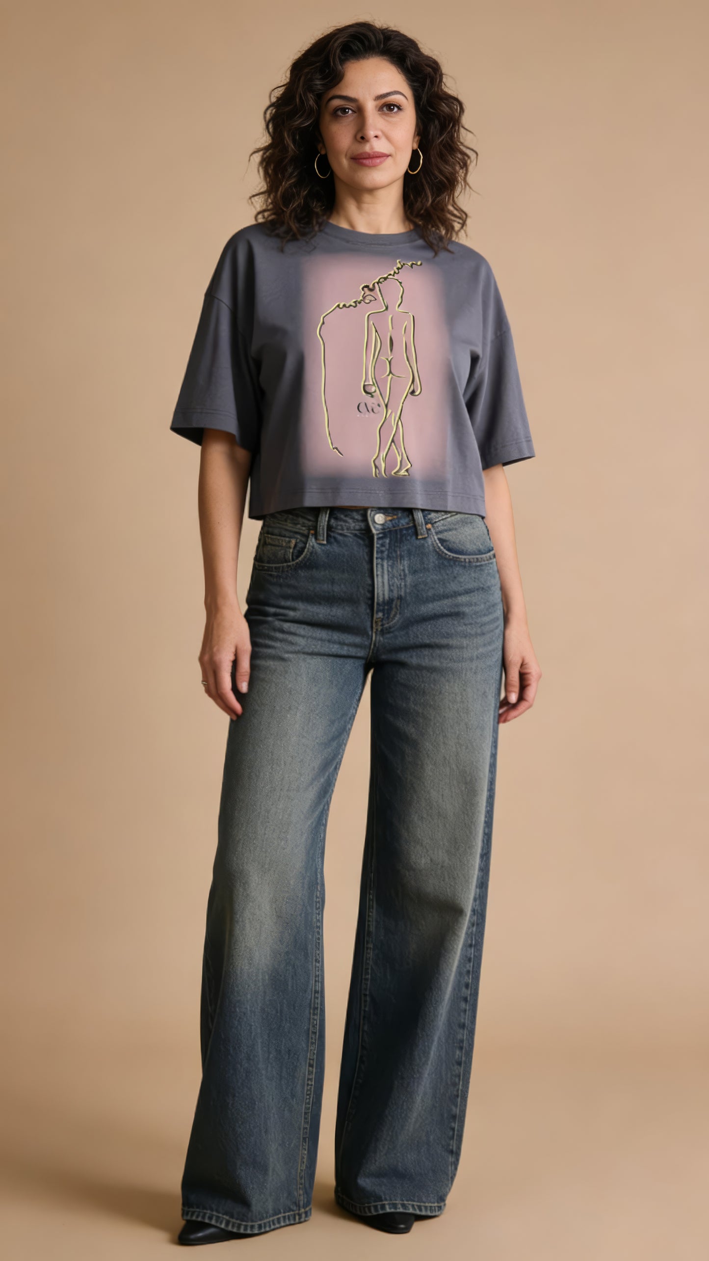 Signature Cropped Tee (Steel Blue)