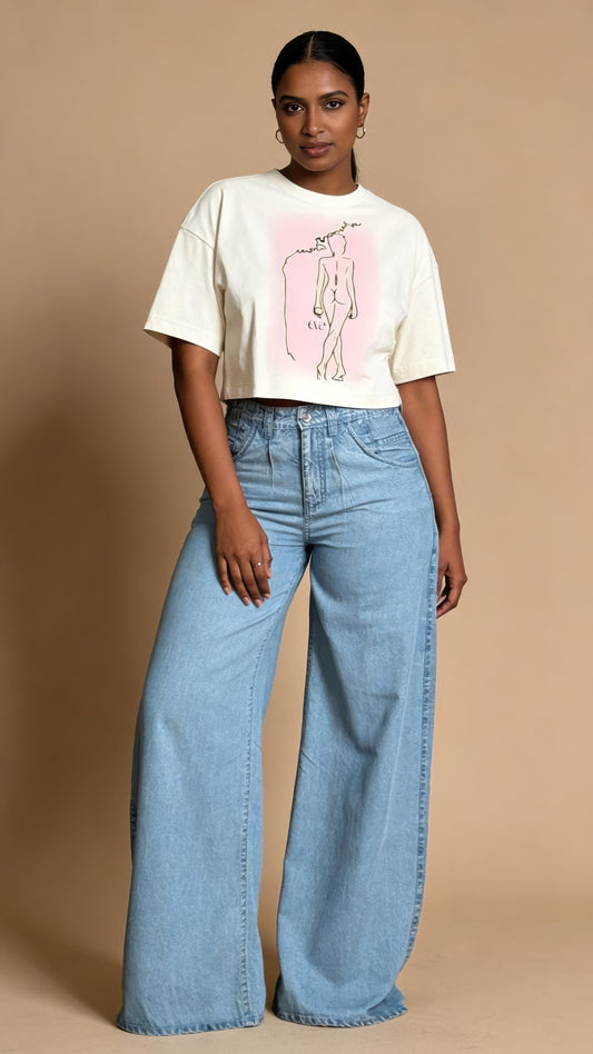 Signature Cropped Tee (Ivory)