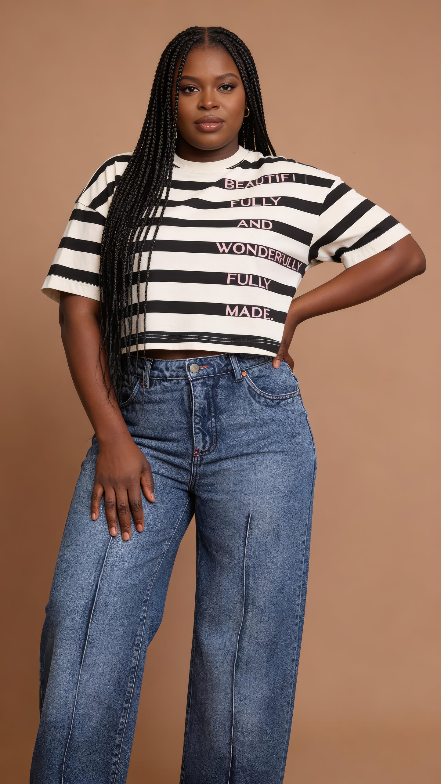 Signature Cropped Tee (Black & Ivory)