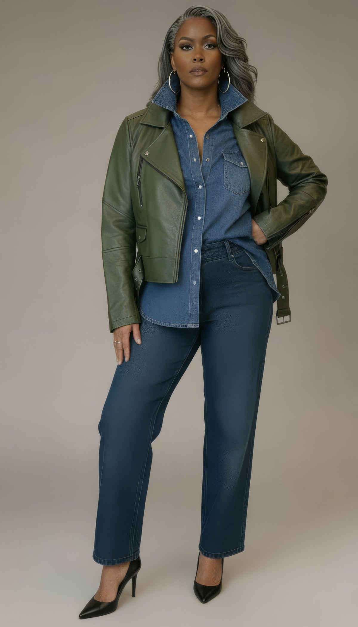 Boyfriend Moto leather jacket in Beetle by Eve by Twilight